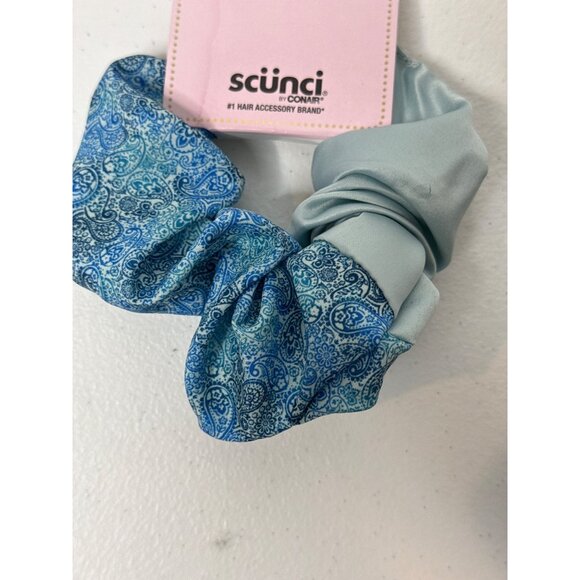 Scunci Hair Scrunchie Preppy Cottagecore Paisley Boho Pony Tail Holder Blue - Picture 2 of 3